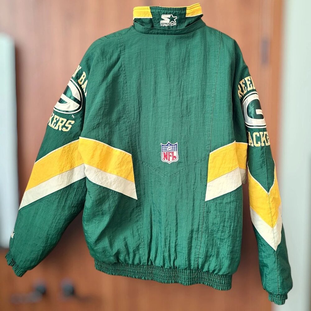 Green Bay Packers Mens M Jacket Zip Starter Pro Line NFL Football Vtg 90s Nylon - Picture 2 of 16